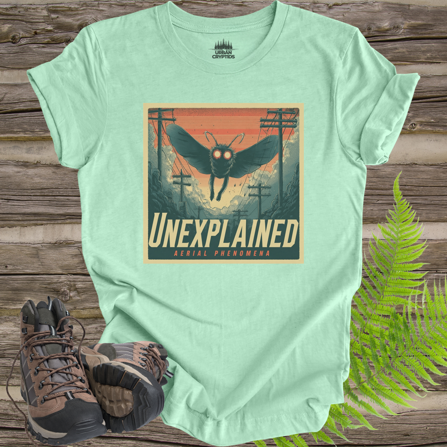 Unexplained Aerial Phenomena Mothman Cryptid Vintage Poster T-Shirt