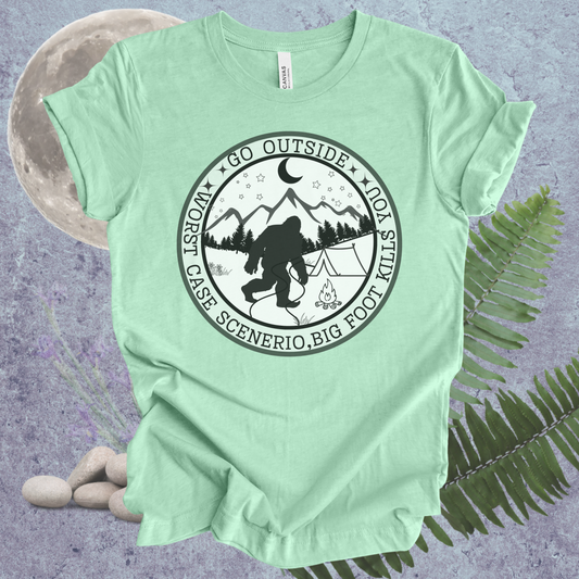 Funny Bigfoot Unisex Tee - Go Outside, Worse Case Scenerio Design