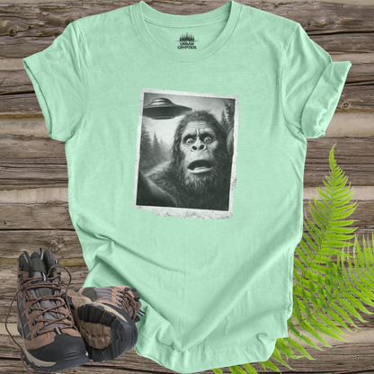 Bigfoot UFO Encounter T-Shirt – Vintage Found Photo Cryptid Tee