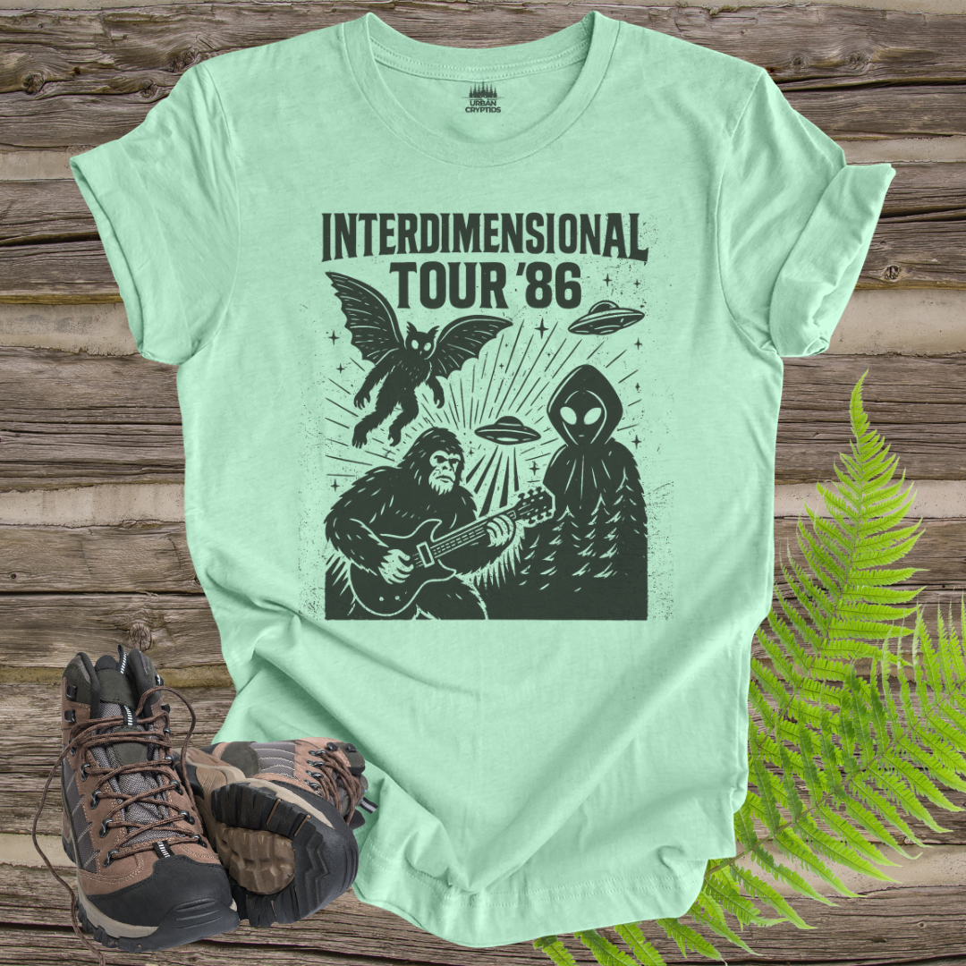 Cryptid Tour Unisex Tee - Interdimensional Tour '86 UFO Bigfoot Flatwoods Monster Mothman