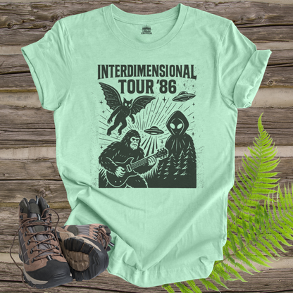Cryptid Tour Unisex Tee - Interdimensional Tour '86 UFO Bigfoot Flatwoods Monster Mothman