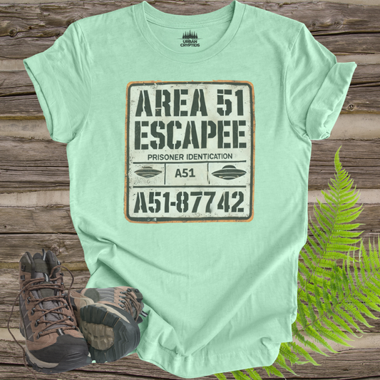AREA 51 ESCAPEE Shirt | Vintage Prisoner Identification Tee | Funny Alien UFO T-Shirt