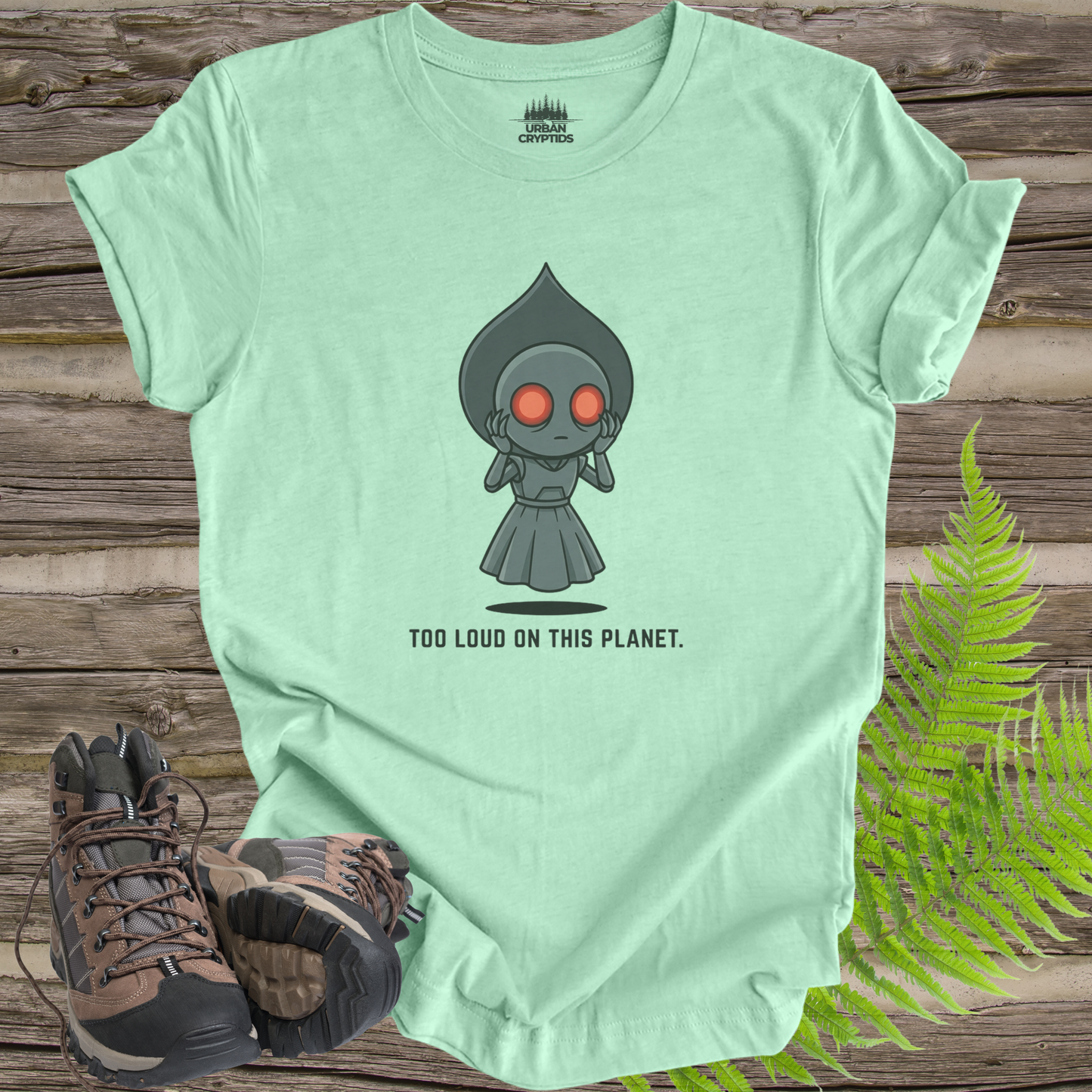 Too Loud For This Planet | Chibi Flatwoods Monster T-Shirt