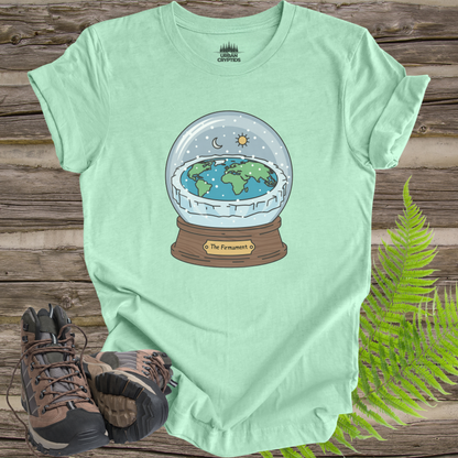 The Firmament Flat Earth Snow Globe Shirt – Genesis-Inspired Satire Graphic Tee