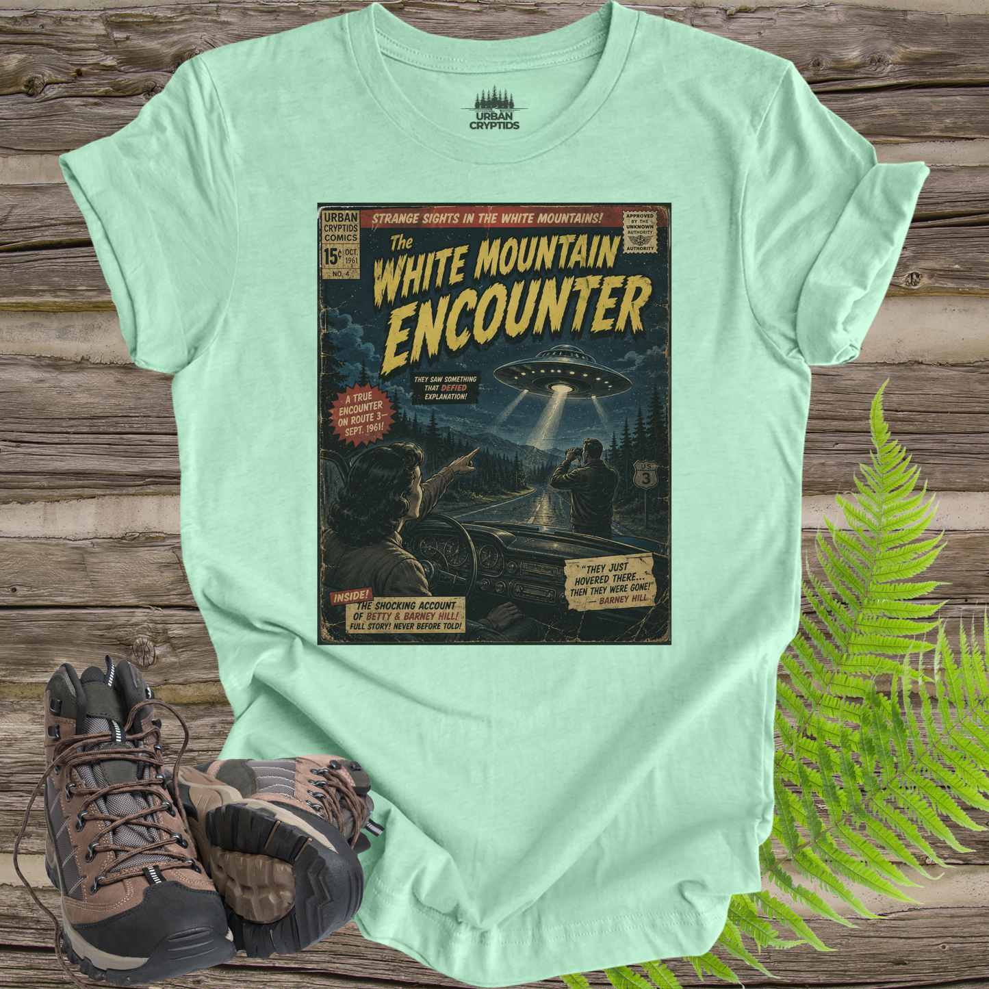 White Mountain Encounter Comic Tee | Betty & Barney Hill UFO Shirt | Vintage Sci-Fi Comic Cover | 1961 New Hampshire Alien Encounter