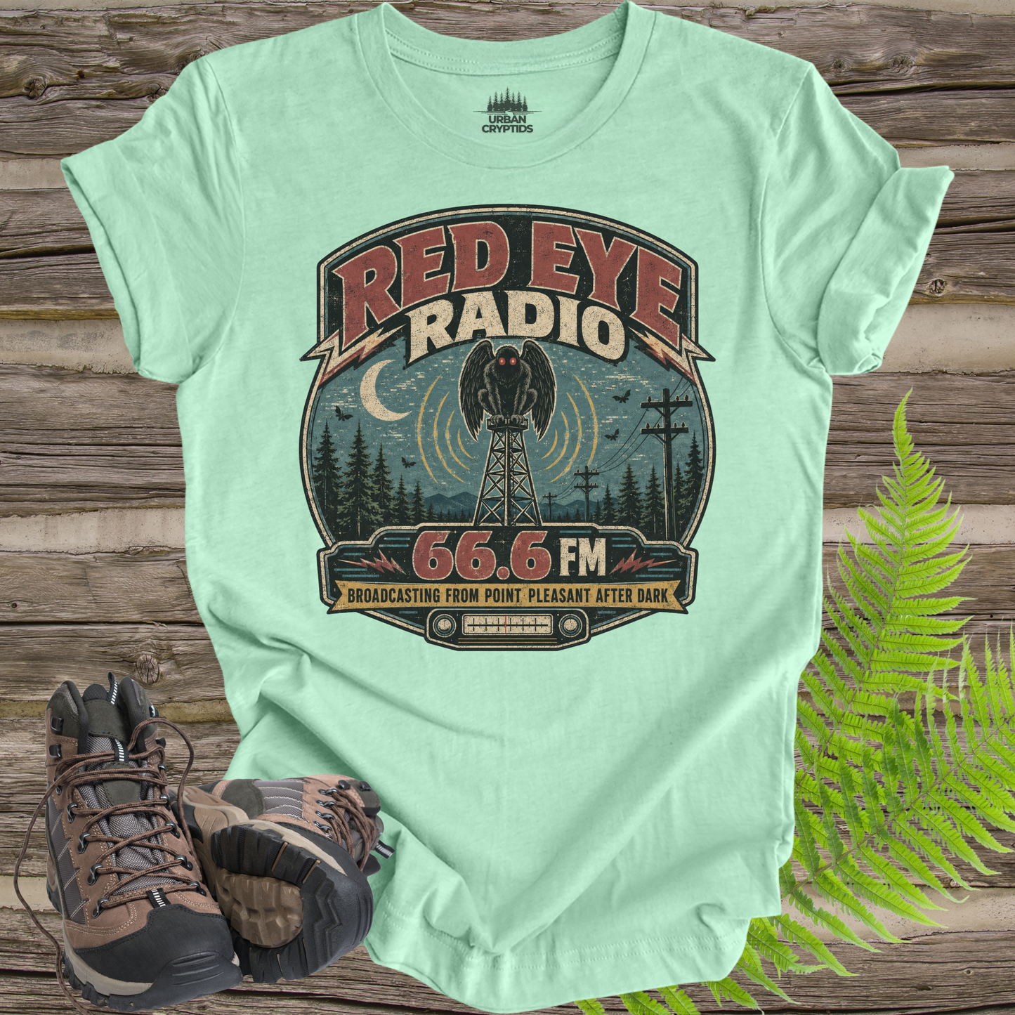 Red Eye Radio Mothman T-Shirt – Vintage Point Pleasant Cryptid Tee