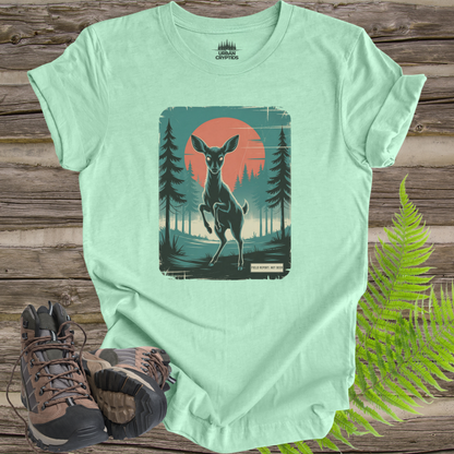 Not Deer Forest Encounter T-Shirt – Vintage Cryptid Wilderness Poster Tee