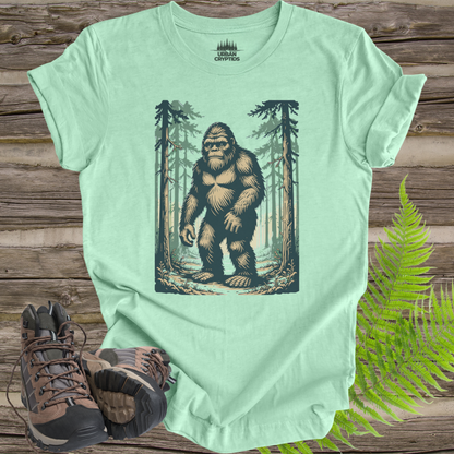 Bigfoot Forest Shirt – Classic Sasquatch Walking Tee, Vintage Cryptid Shirt, Outdoors Hiking Graphic Tee