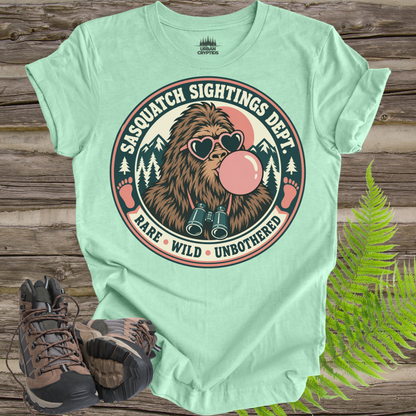 Sasquatch Sightings Department T-Shirt – Funny Bubblegum Bigfoot Graphic Tee