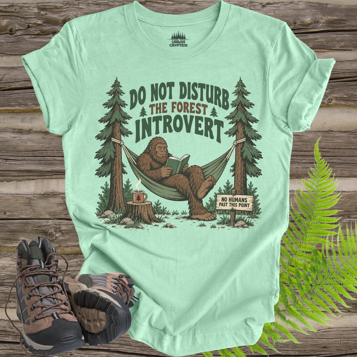 Do Not Disturb the Forest Introvert T-Shirt – Funny Bigfoot Reading Graphic Tee