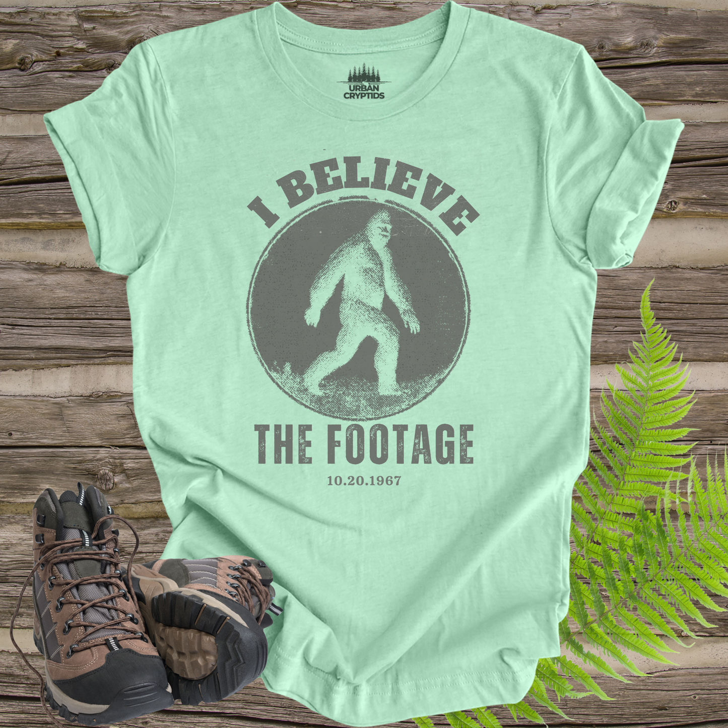 Bigfoot “I Believe the Footage” T-Shirt – Vintage Sasquatch Graphic Tee, Cryptid Shirt, Funny Bigfoot Shirt, Gift for Cryptid Lovers