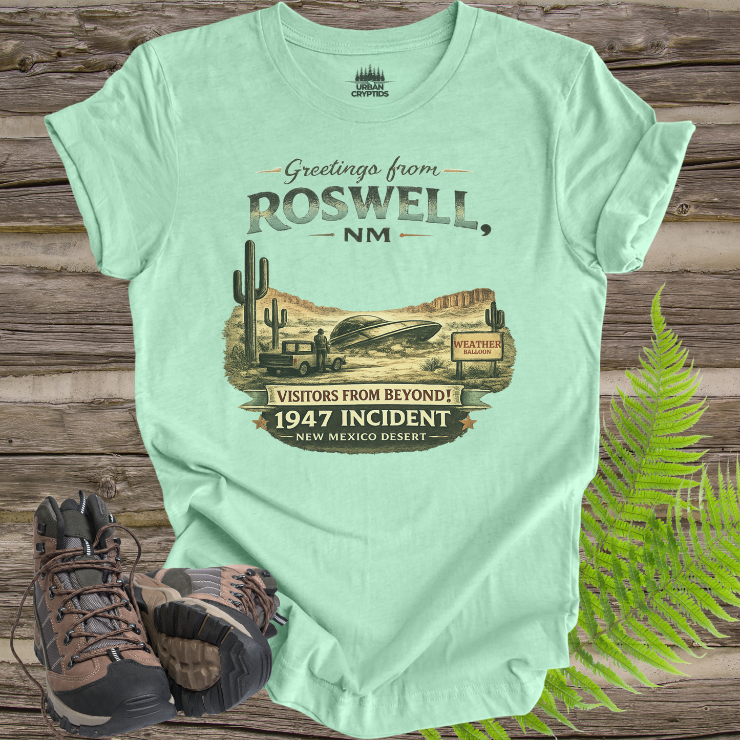 Greetings from Roswell NM T-Shirt – 1947 Incident Vintage UFO Souvenir Tee