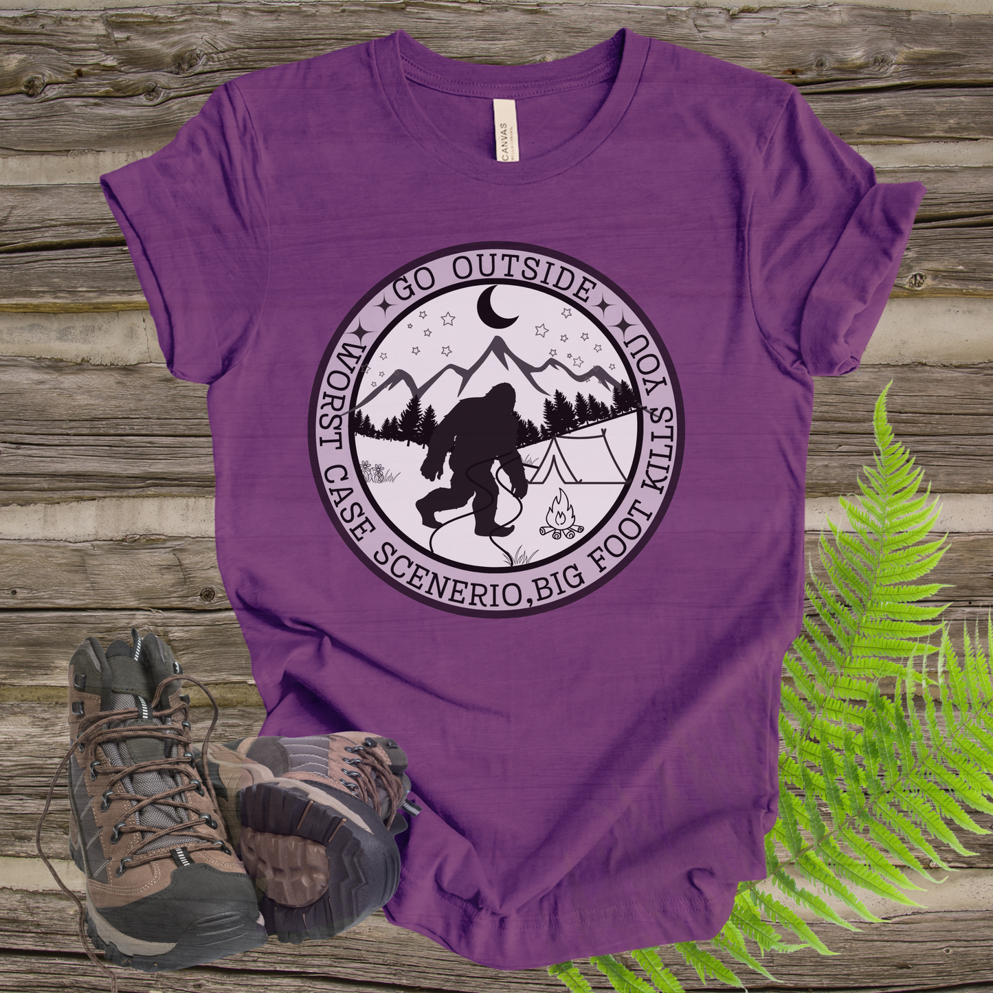 Funny Bigfoot Unisex Tee - Go Outside, Worse Case Scenerio Design