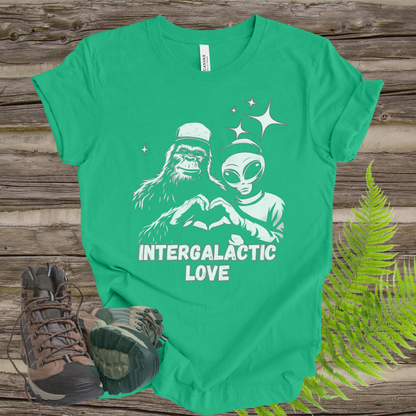 T-Shirt Intergalactic Sasquatch Alien Love Heart Hands Tee