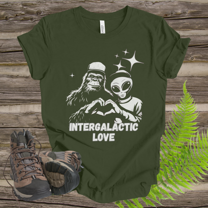 T-Shirt Intergalactic Sasquatch Alien Love Heart Hands Tee