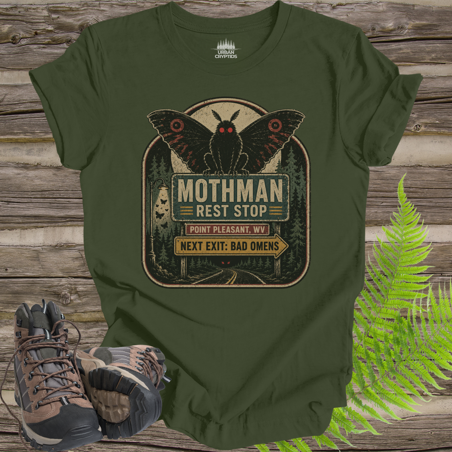 Mothman Rest Stop T-Shirt – Vintage Point Pleasant Cryptid Tee