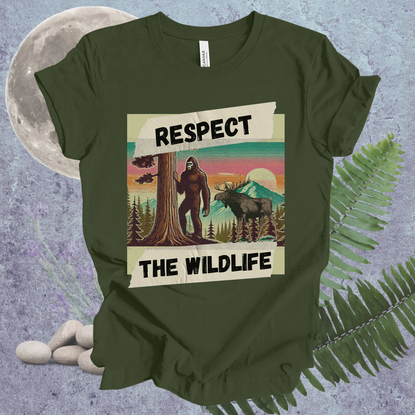 Wildlife Respect Tee - Unisex T-Shirt with Bigfoot and Moose