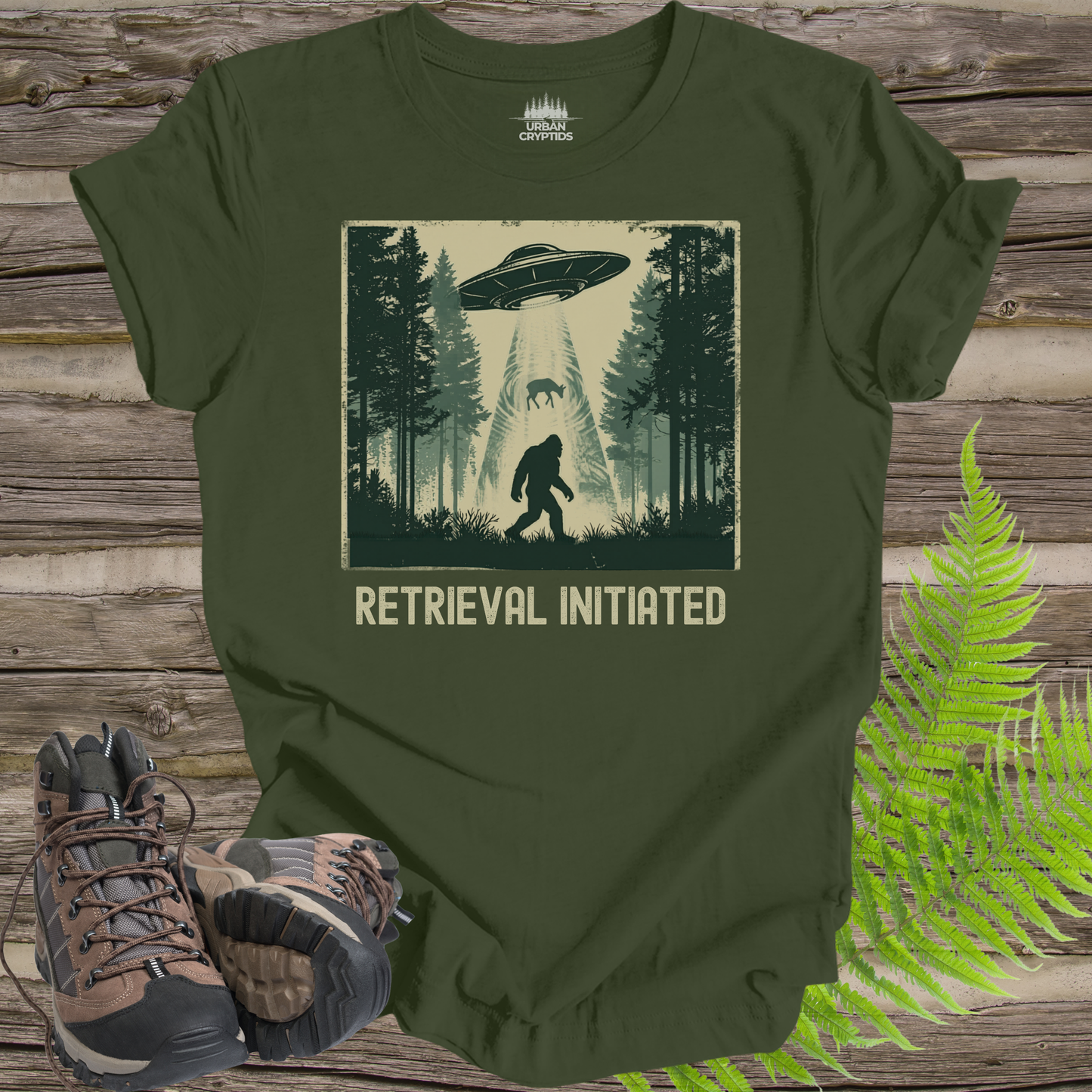 Retrieval Initiated Tee – Bigfoot UFO Abduction Shirt