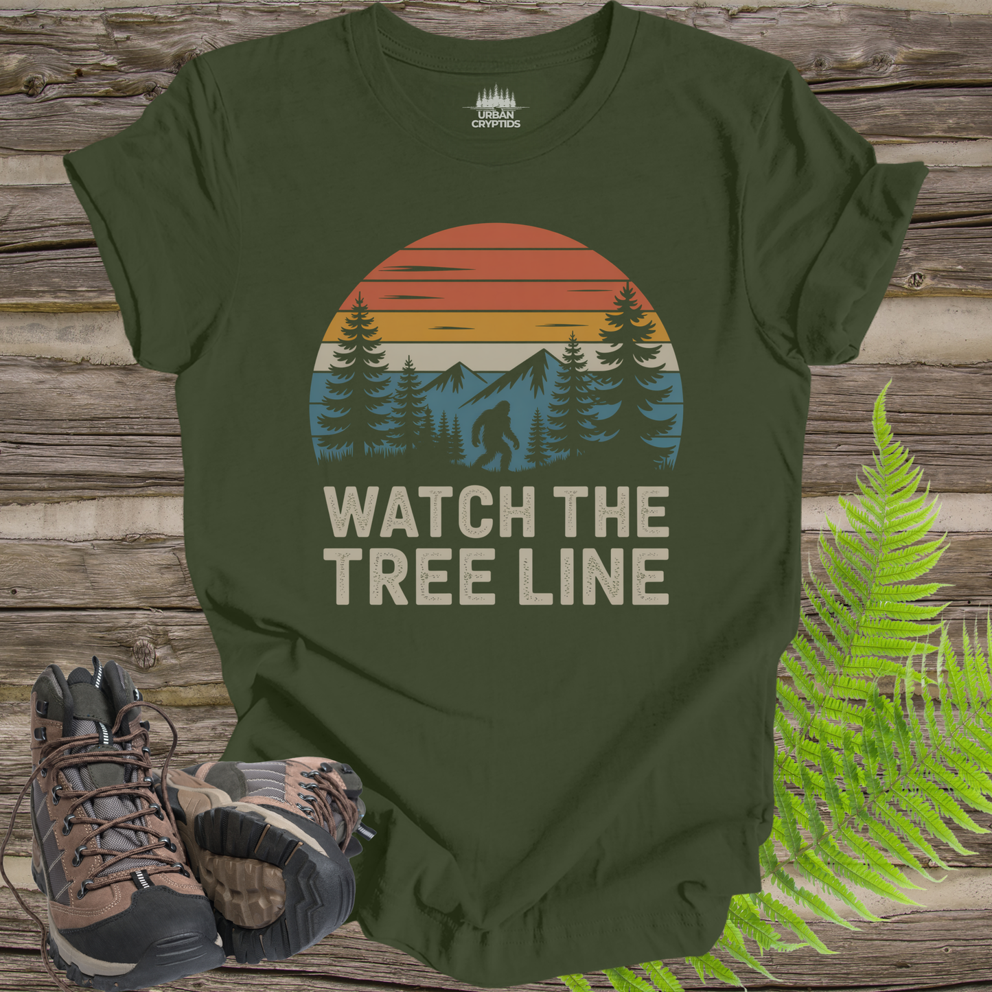 Watch the Tree Line Shirt – Bigfoot Cryptid Tee | Sasquatch Hiking Shirt