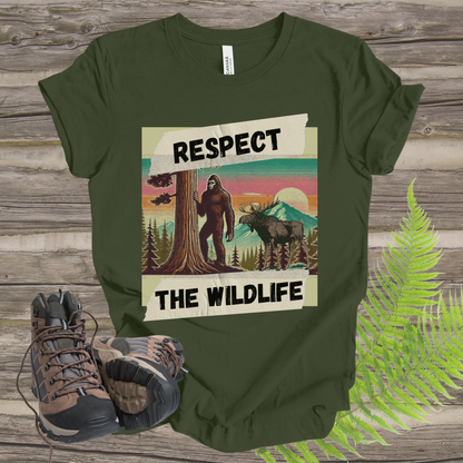 Wildlife Respect Tee - Unisex T-Shirt with Bigfoot and Moose