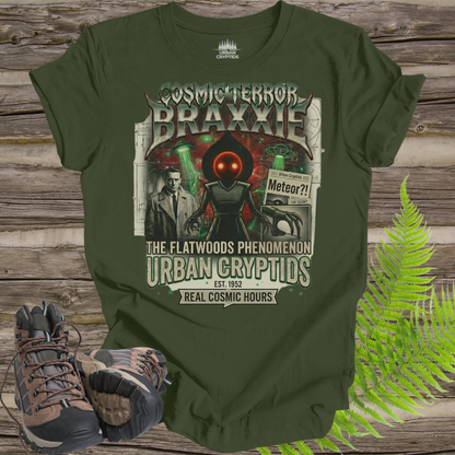 Cosmic Terror Braxxie | The Flatwoods Phenomenon Retro Cryptid T-Shirt