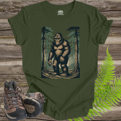 Bigfoot Forest Shirt – Classic Sasquatch Walking Tee, Vintage Cryptid Shirt, Outdoors Hiking Graphic Tee