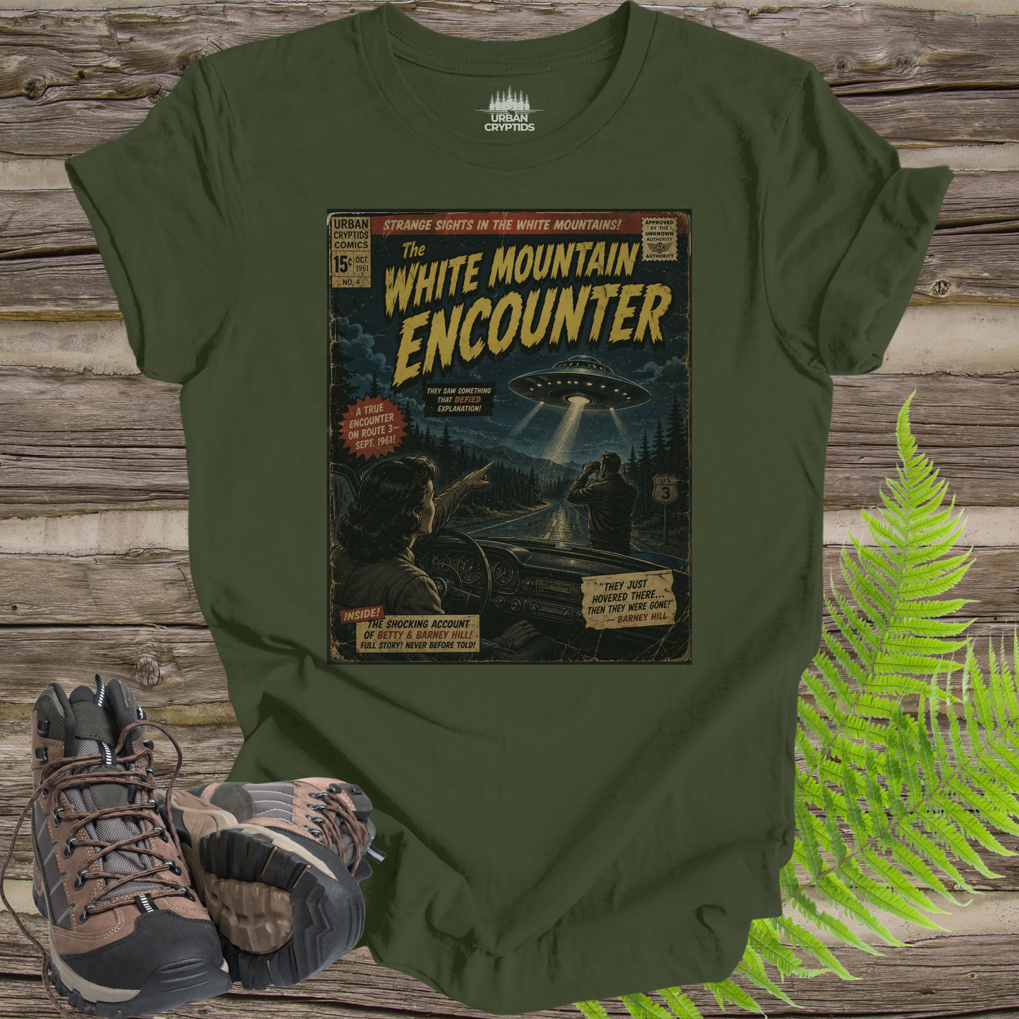 White Mountain Encounter Comic Tee | Betty & Barney Hill UFO Shirt | Vintage Sci-Fi Comic Cover | 1961 New Hampshire Alien Encounter