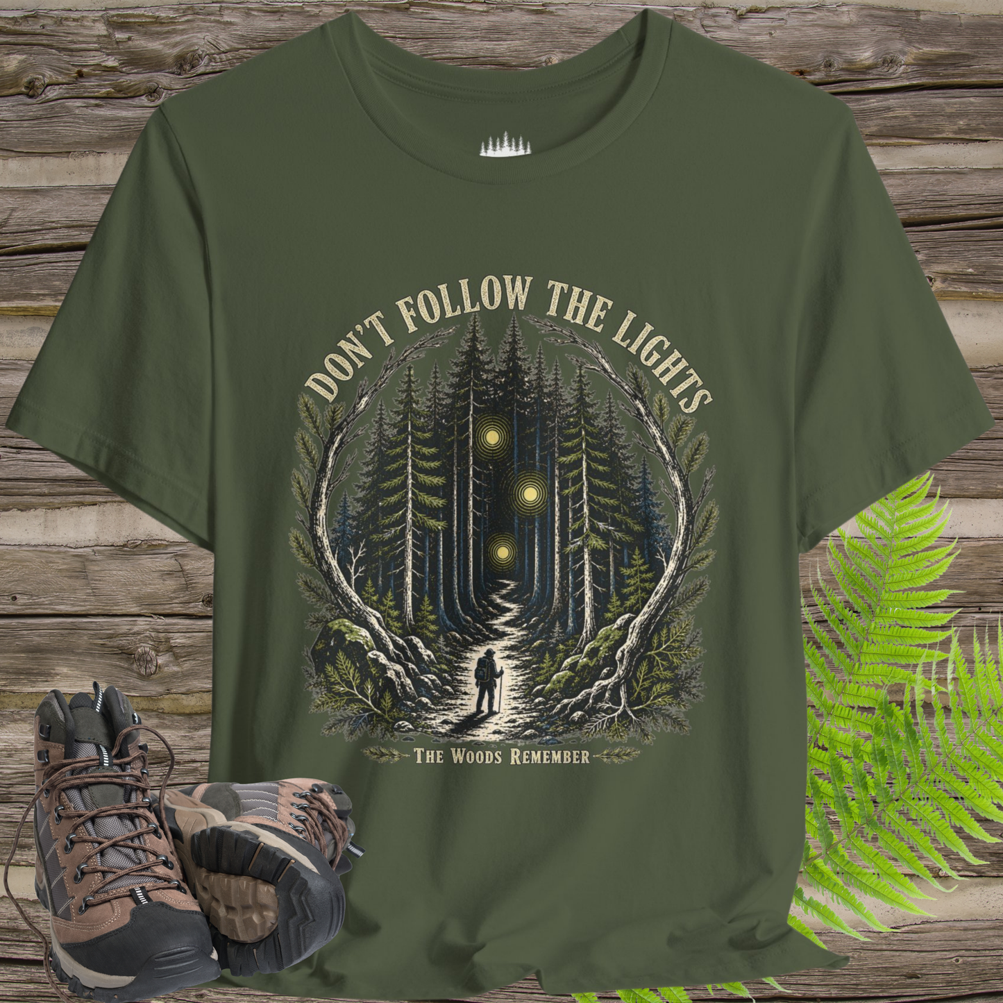 Don’t Follow the Lights T-Shirt – Mysterious Forest Ghost Lights
