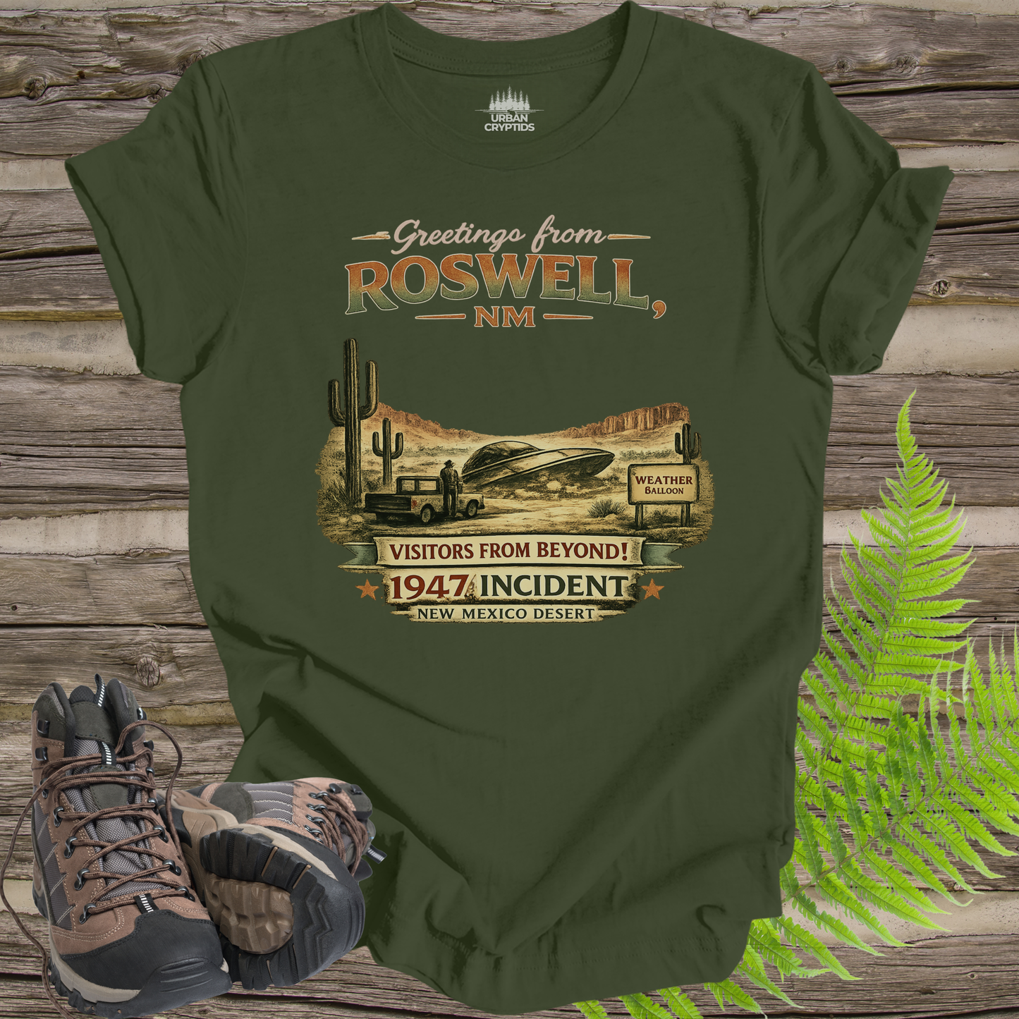 Greetings from Roswell NM T-Shirt – 1947 Incident Vintage UFO Souvenir Tee