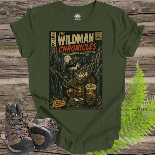 Wildman Chronicles: Ape Canyon 1924 T-Shirt | Bigfoot Comic Book Cover