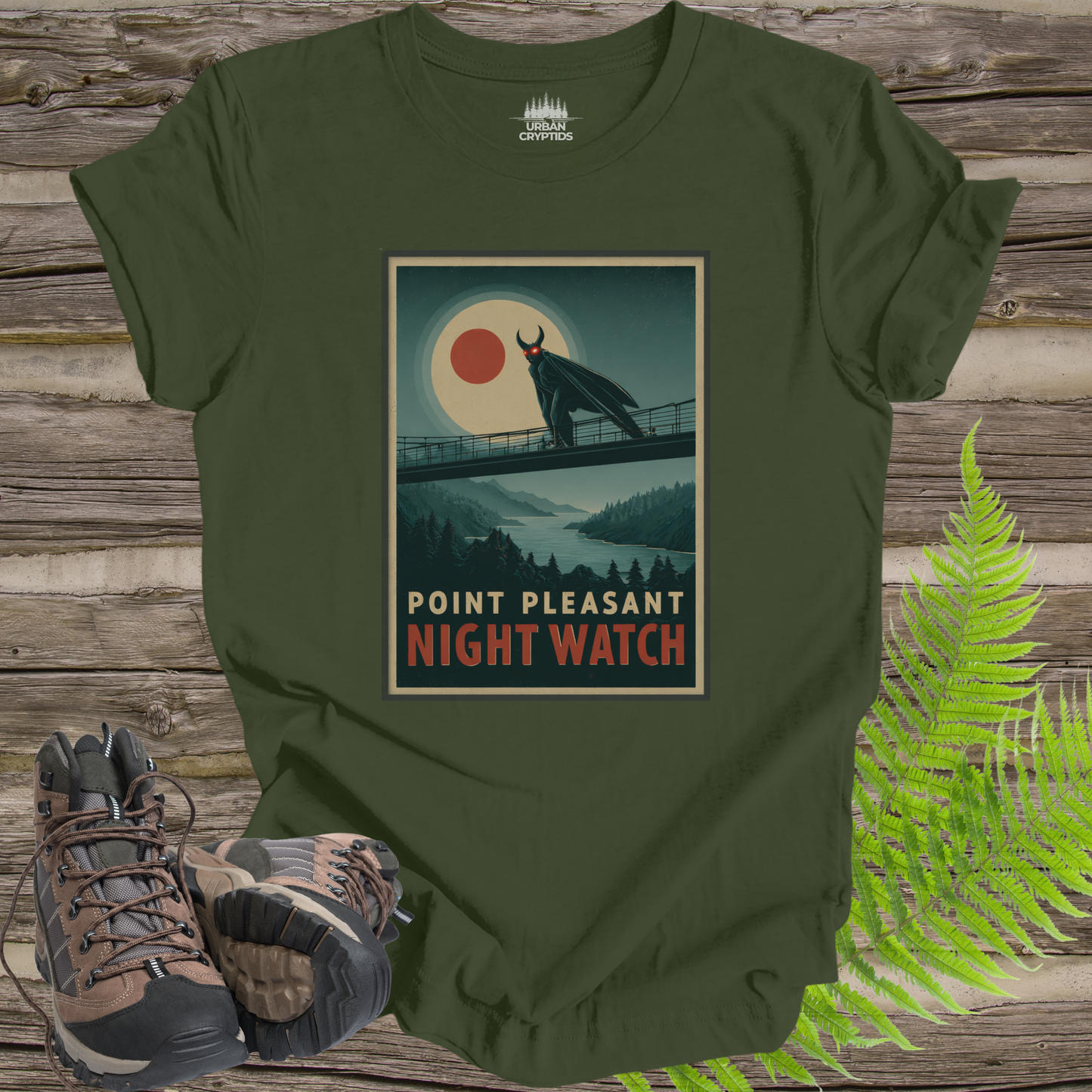Point Pleasant Night Watch Mothman Vintage Poster T-Shirt