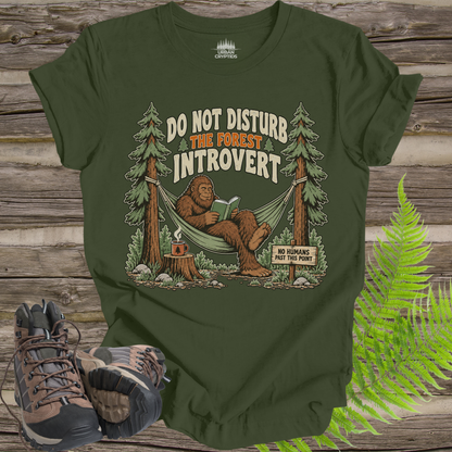 Do Not Disturb the Forest Introvert T-Shirt – Funny Bigfoot Reading Graphic Tee