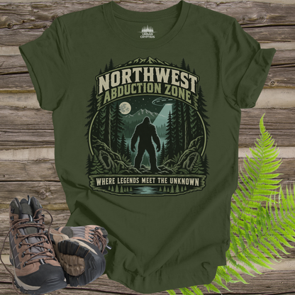 Northwest Abduction Zone T-Shirt – Bigfoot UFO Encounter Graphic Tee