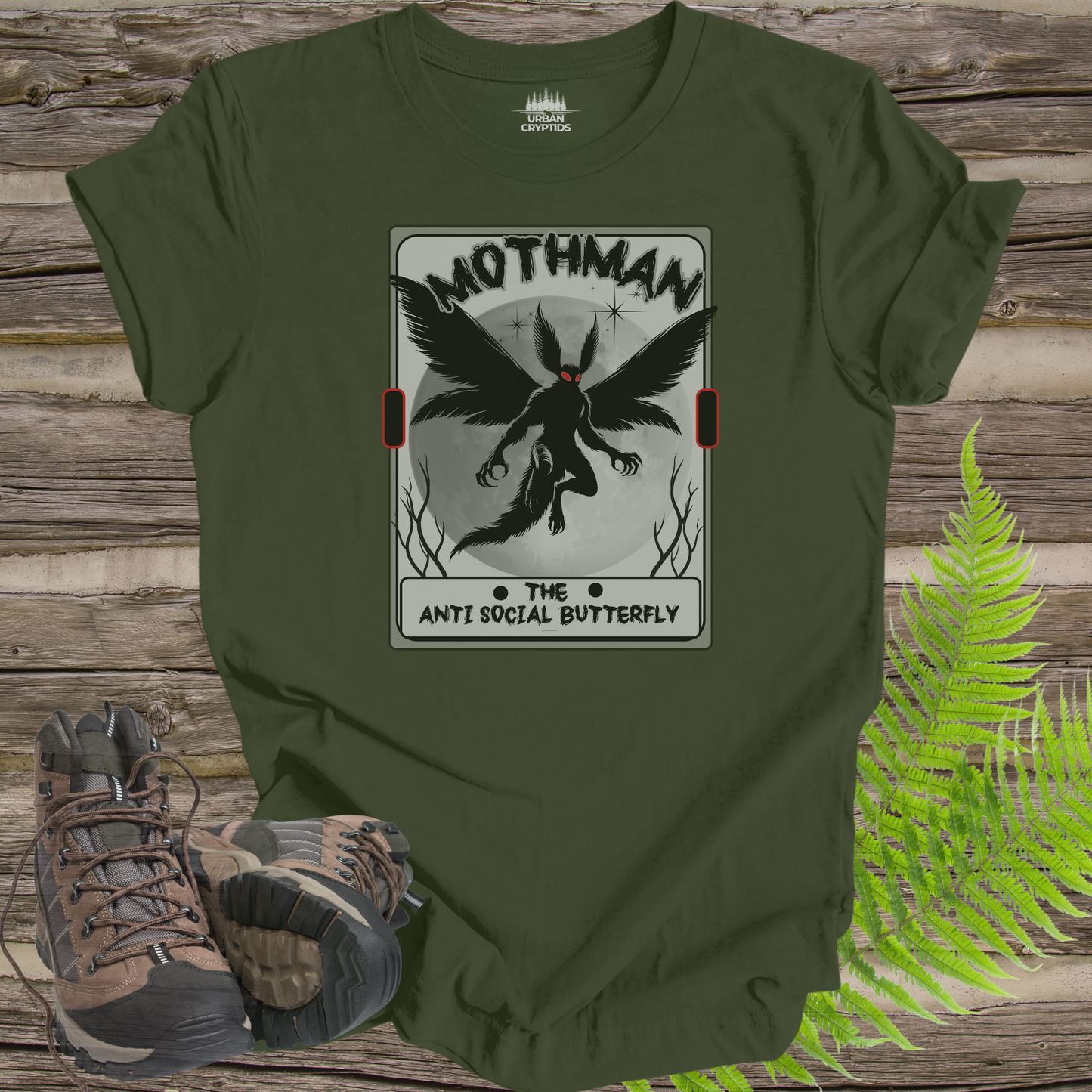 Mothman Tarot Shirt – The Anti Social Butterfly – Cryptid Tarot Card Graphic Tee