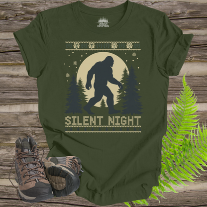 Silent Night Bigfoot Tee – Sasquatch Christmas Sweater Style
