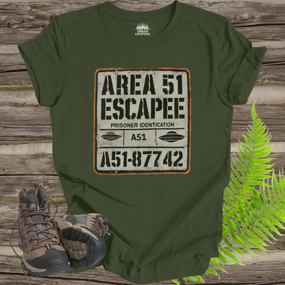 AREA 51 ESCAPEE Shirt | Vintage Prisoner Identification Tee | Funny Alien UFO T-Shirt