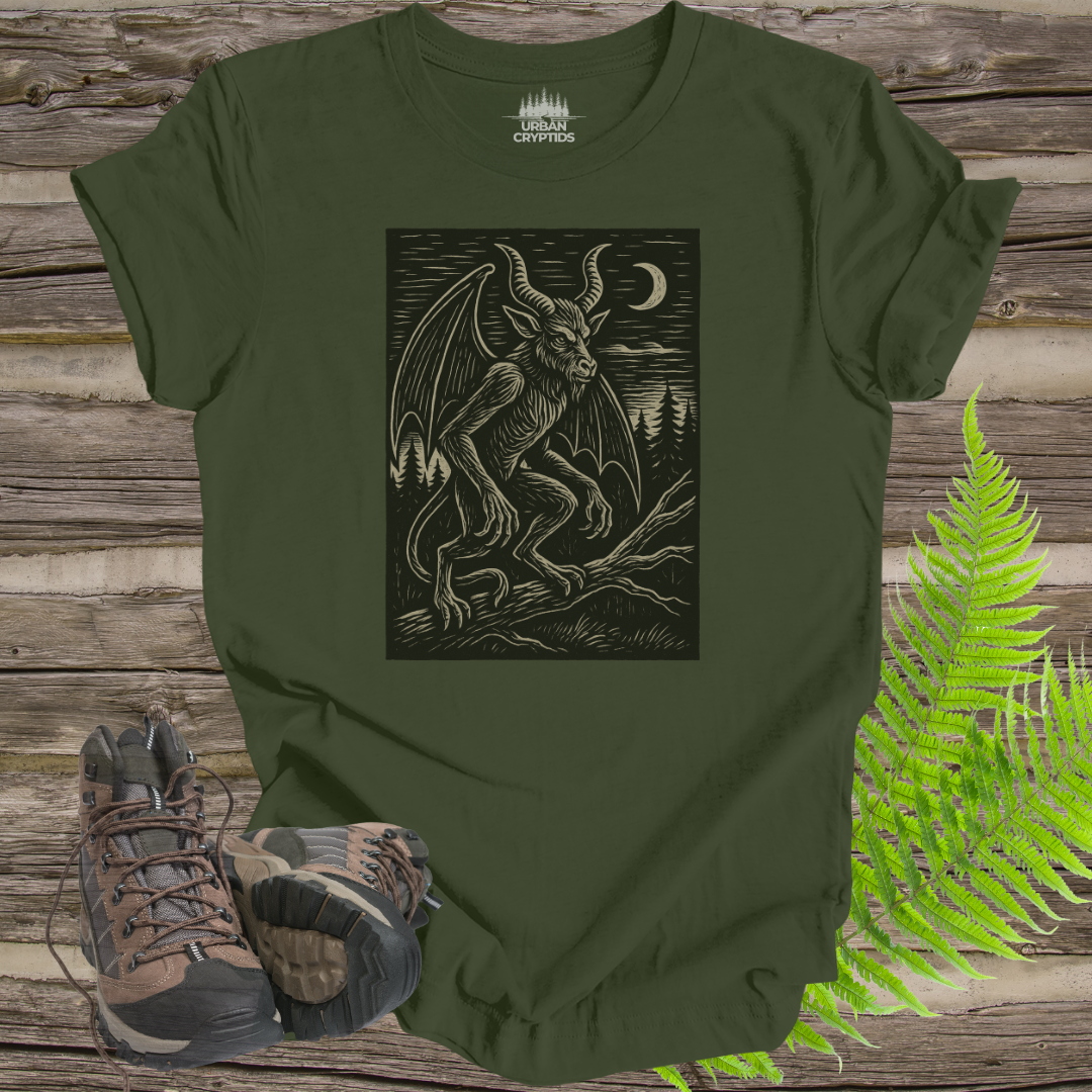 Jersey Devil T-Shirt – Pine Barrens Cryptid Woodcut Tee