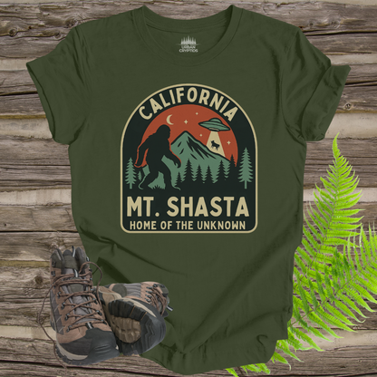 Mt. Shasta Bigfoot & UFO T-Shirt – Home of the Unknown (California Design)