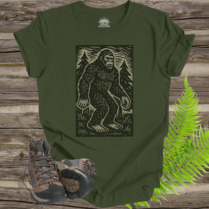 Vintage Bigfoot T-Shirt | Woodcut Sasquatch Cryptid Tee