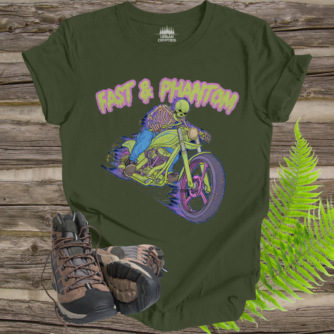 Fast & Phantom Ghost Rider T-Shirt – Paranormal Cryptid Biker Tee