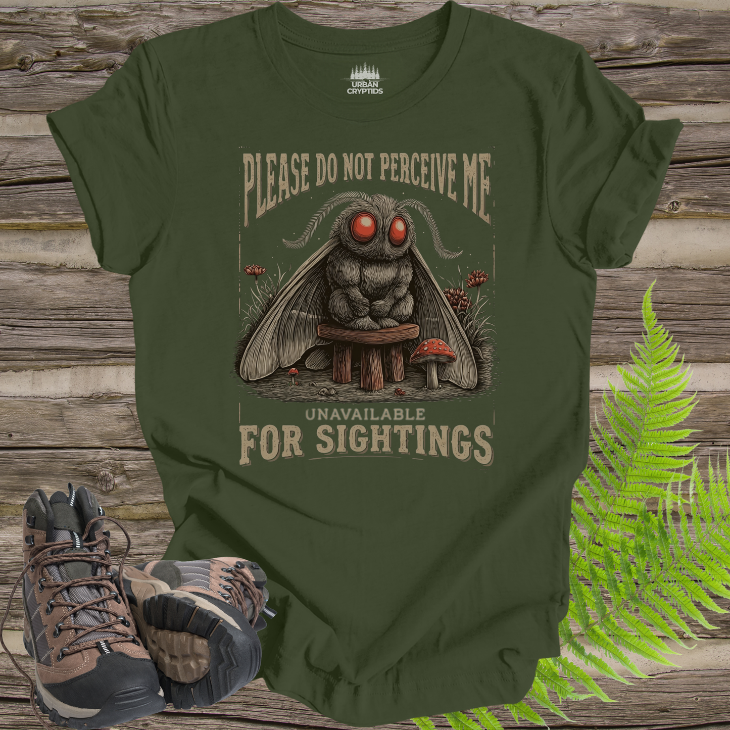 Please Do Not Perceive Me – Mothman “Unavailable for Sightings” Funny Cryptid T-Shirt