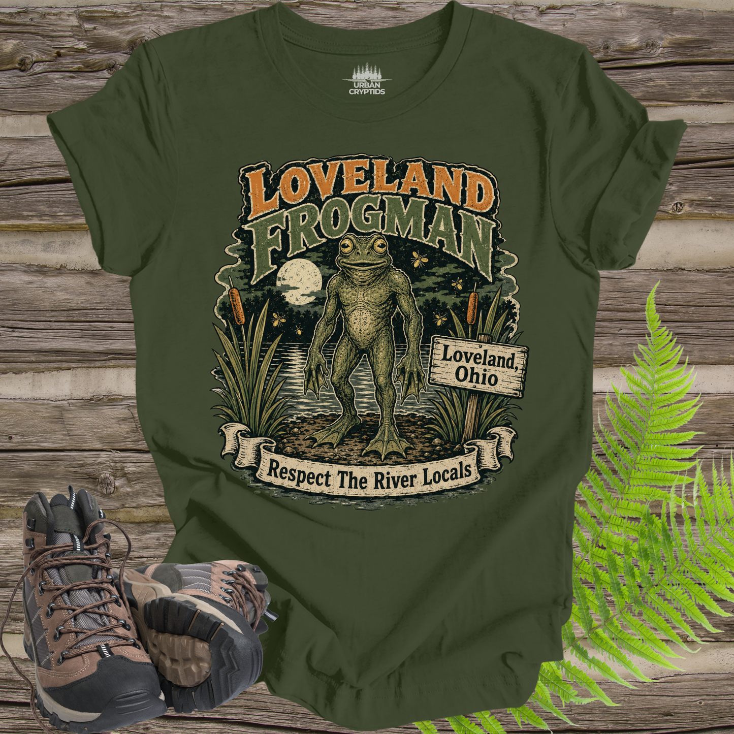 Loveland Frogman T-Shirt – Respect the River Locals Ohio Cryptid Tee