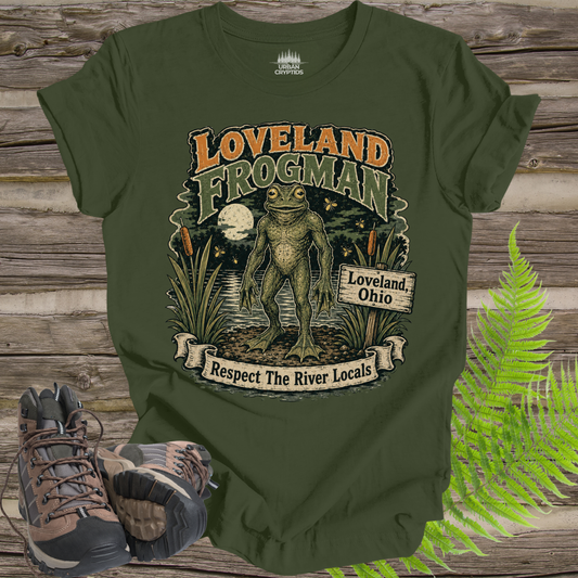 Loveland Frogman T-Shirt – Respect the River Locals Ohio Cryptid Tee