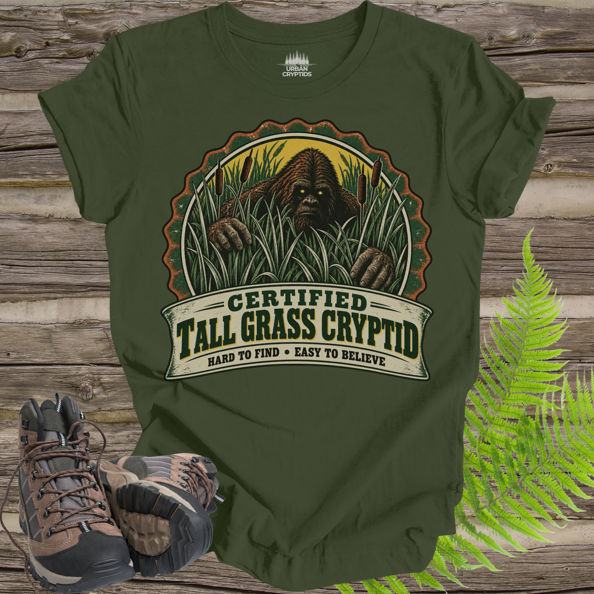 Certified Tall Grass Cryptid T-Shirt – Vintage Bigfoot Grassman Graphic Tee