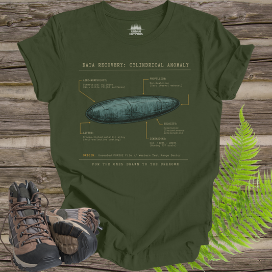 Cigar-Shaped UFO Tee – UAP Recovery File Shirt