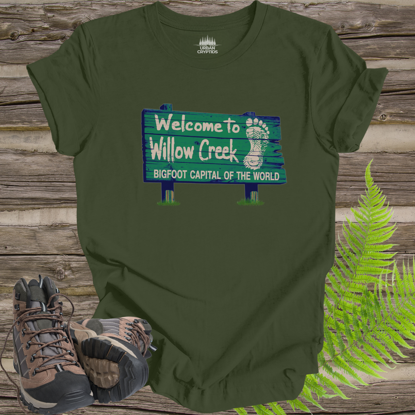 Welcome to Willow Creek T-Shirt – Bigfoot Capital of the World Sign Tee