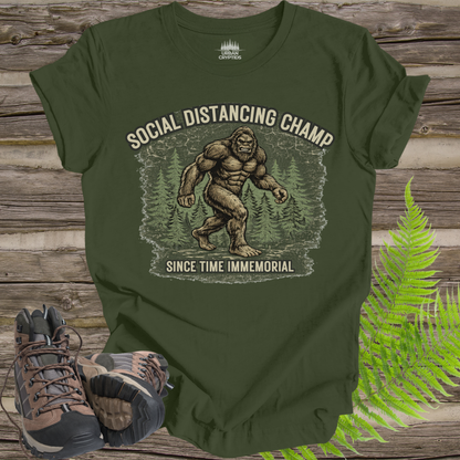 Social Distancing Champ | Funny Bigfoot Vintage T-Shirt