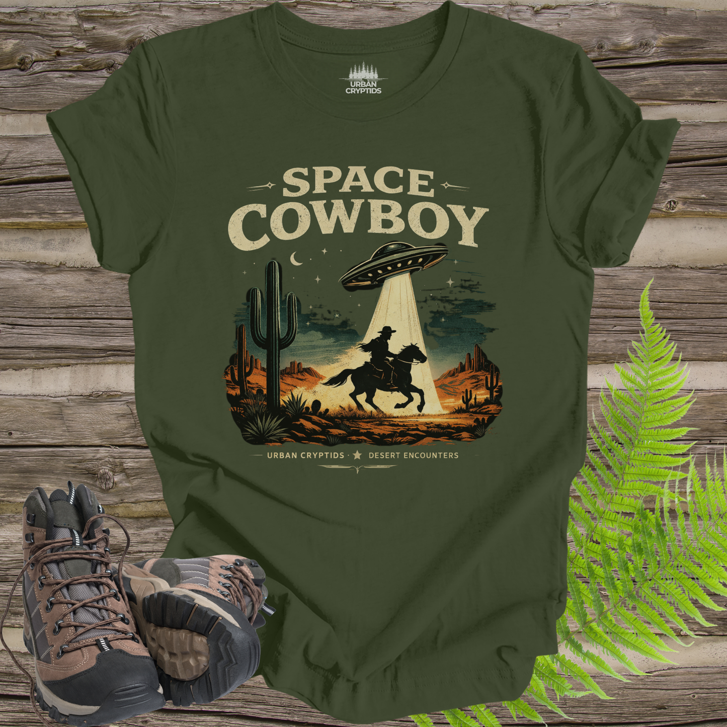 Space Cowboy Shirt – UFO Desert Western Graphic Tee