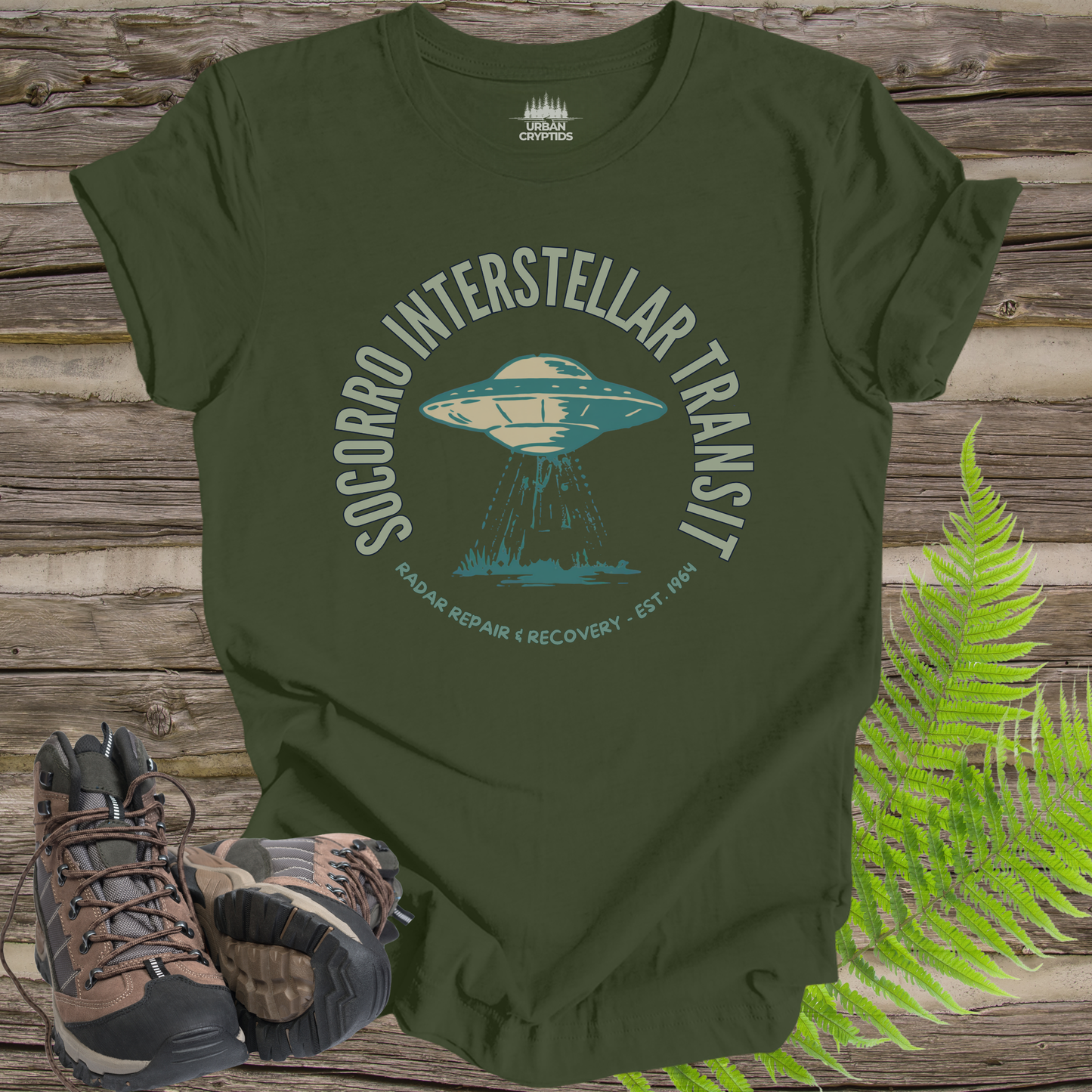 Socorro Interstellar Transit T-Shirt – Retro UFO Travel Agency Tee