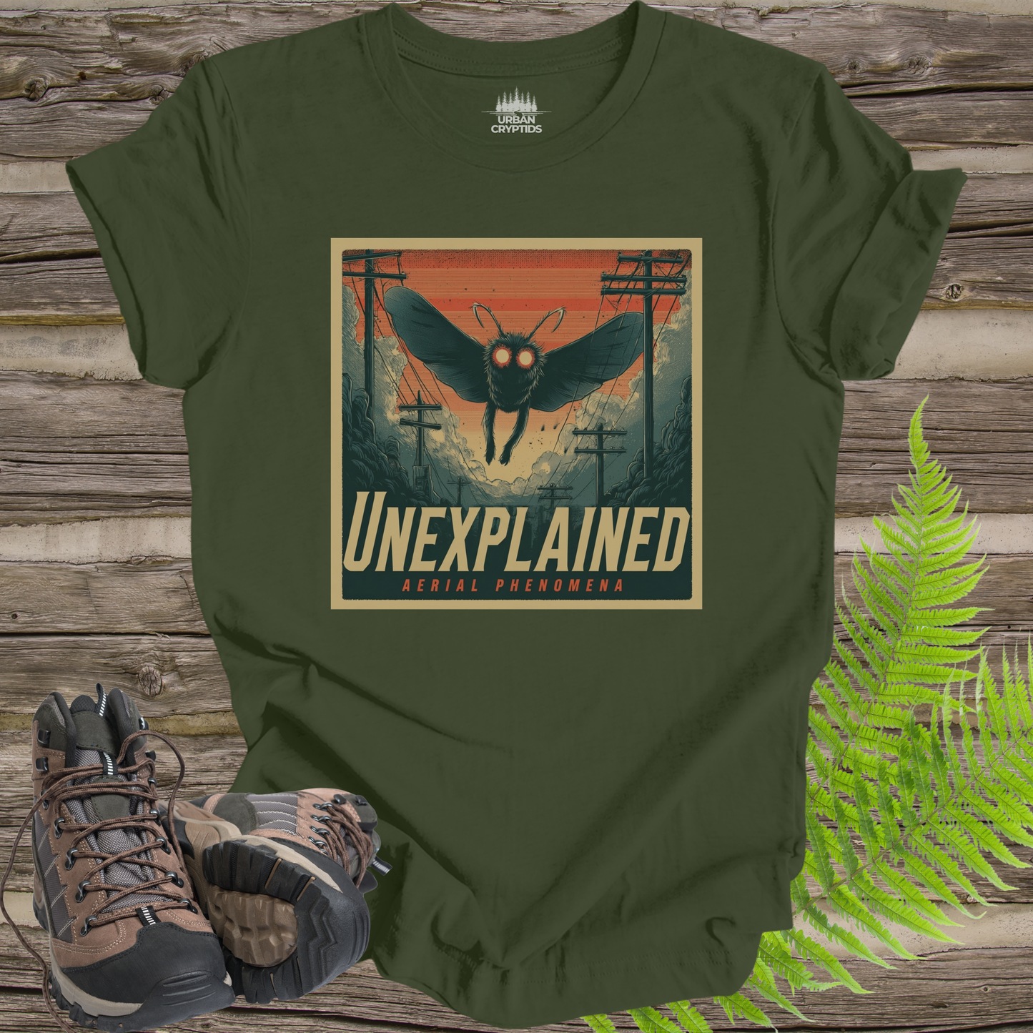 Unexplained Aerial Phenomena Mothman Cryptid Vintage Poster T-Shirt